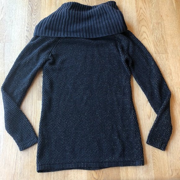 GAP Black Shimmer Cowl Neck Sweater Size Small - Picture 5 of 9